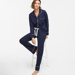 J. Crew Dreamy Long Sleeve Cotton Pajama Set in Navy
